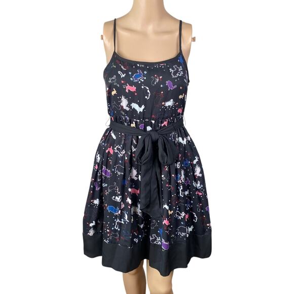 Y2K Erin Fetherston Black Rabbit Bunny Print Novelty Slip Dress SZ S - Picture 1 of 9